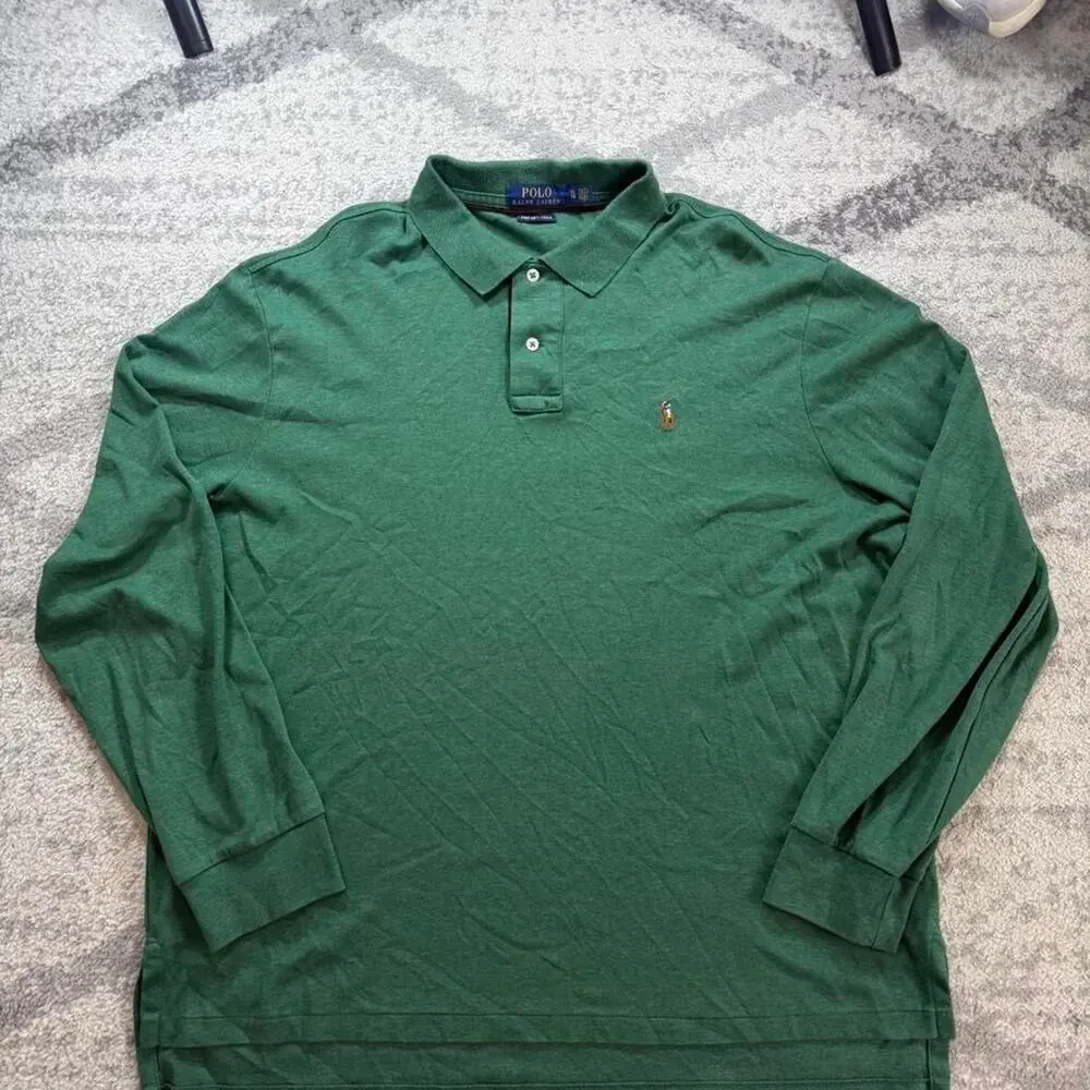 Polo Ralph Lauren long sleeve green polo cotton size XL